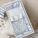 Set lenjerie patut bebe 7 piese Dots albastru (7)